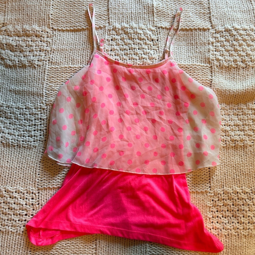 No Boundaries Pink and White Polka Dot Camisole Layered